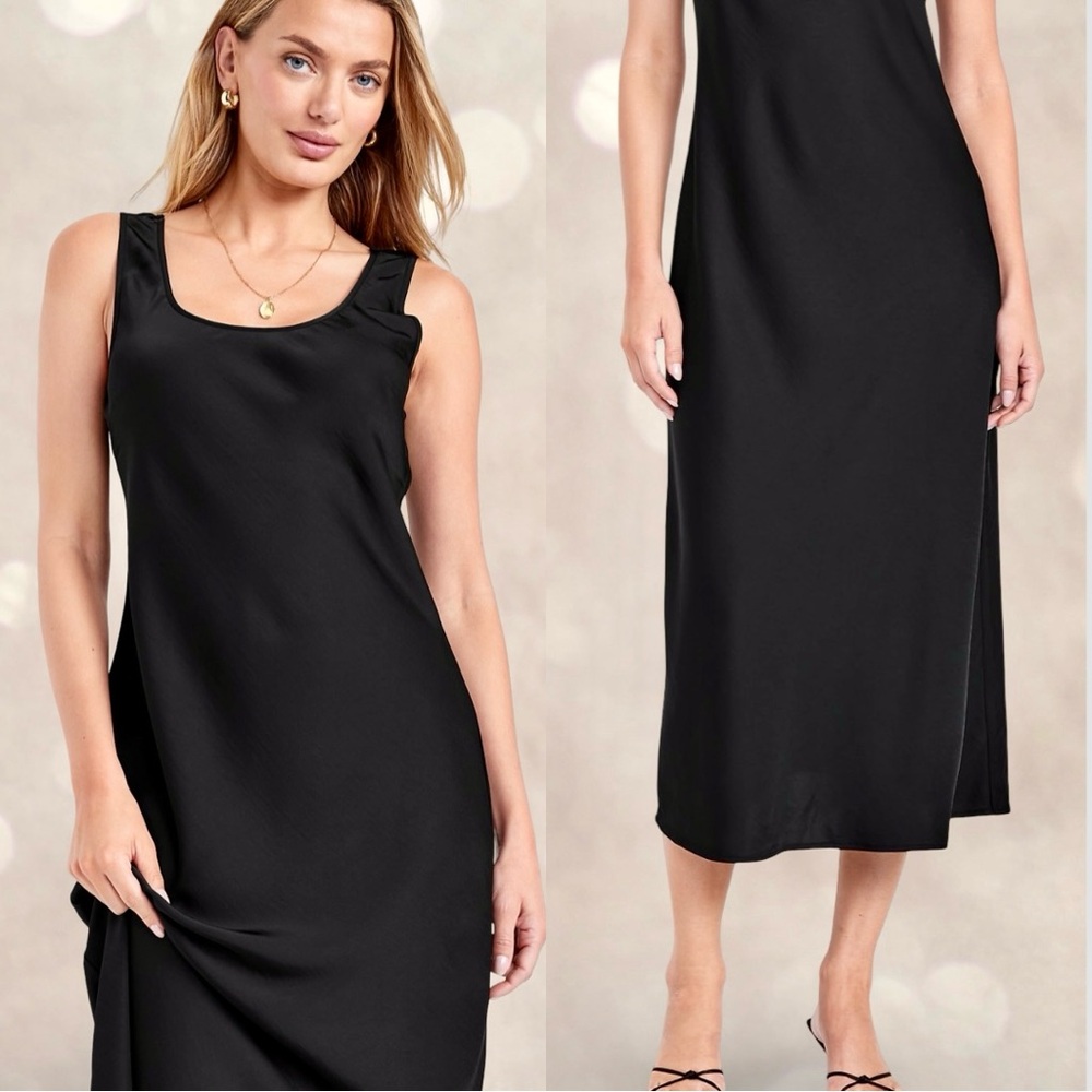 NWTS🌹THE OCCASION L🌹ELITE LINE LUSTROUS BLACK SATIN DRAPED FITTED MIDI MAXI🌹